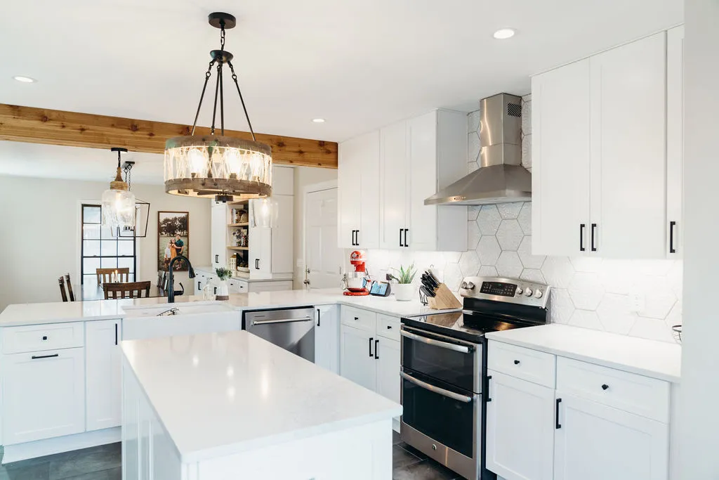 White farmhouse kitchen after a full renovation in Houston